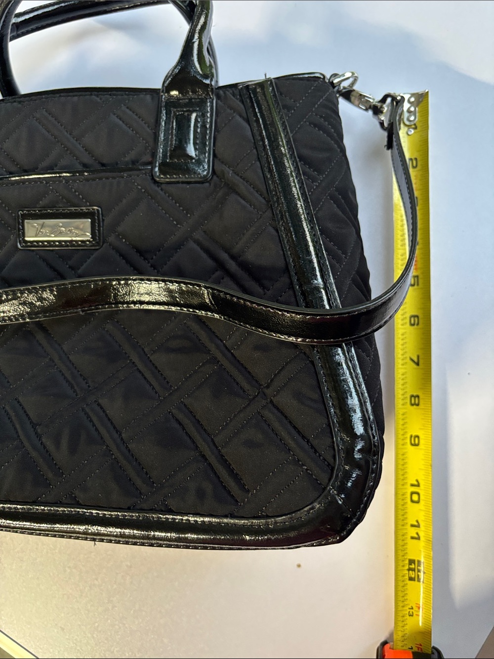 Vera Bradley Black Quilted Satchel with Patent Trim - Picture 11 of 11